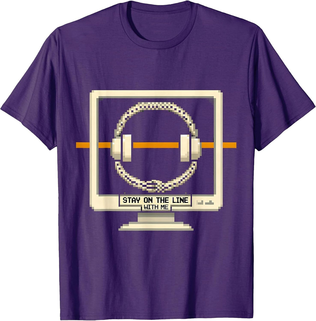 Stay On The Line With Me Pixel Art 911 Dispatcher Thin T-Shirt - Purple