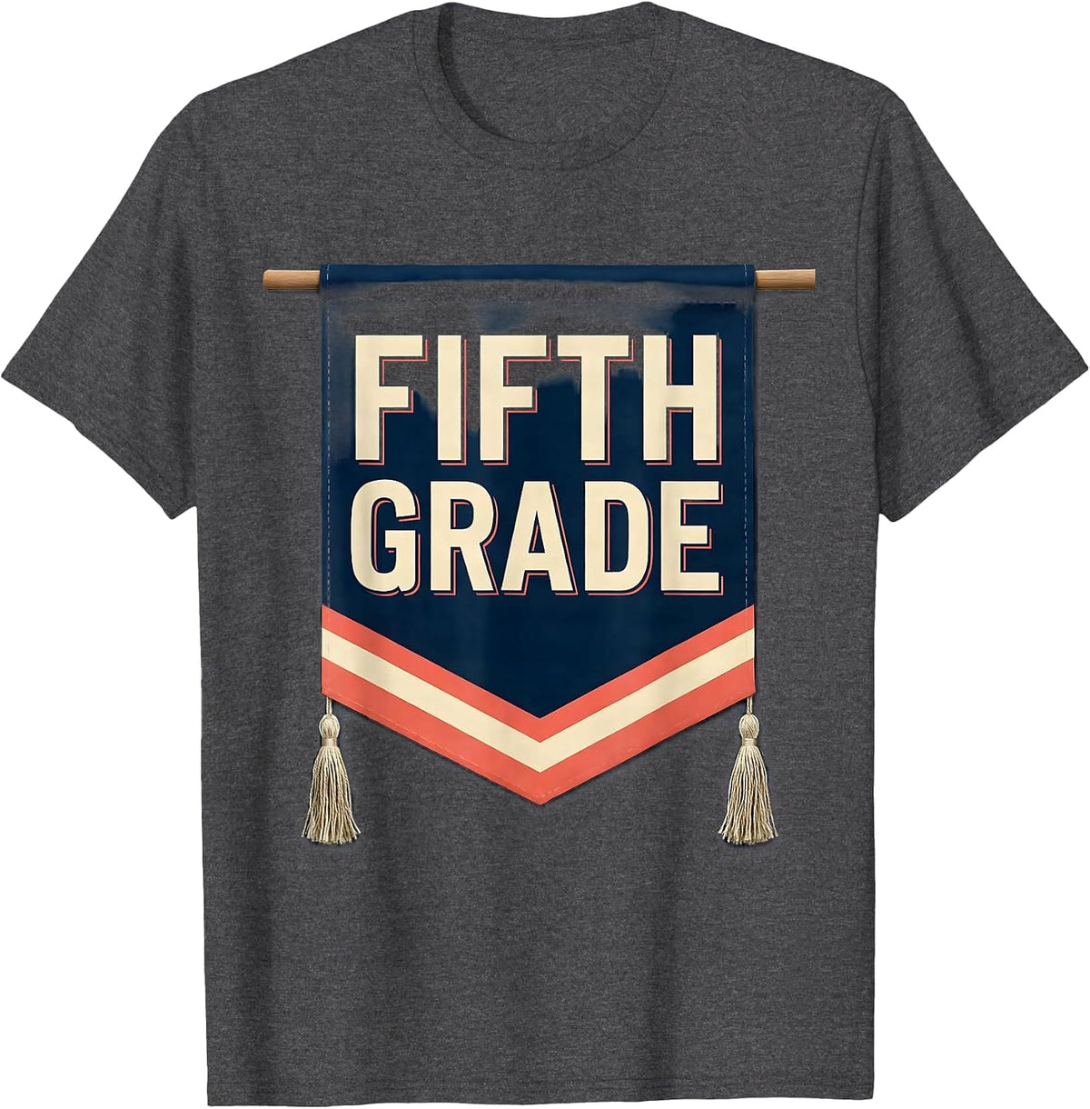 Men's Fifth Grade Cute Preppy Back To School Girls Pennant T-Shirt - Dark Heather Grey