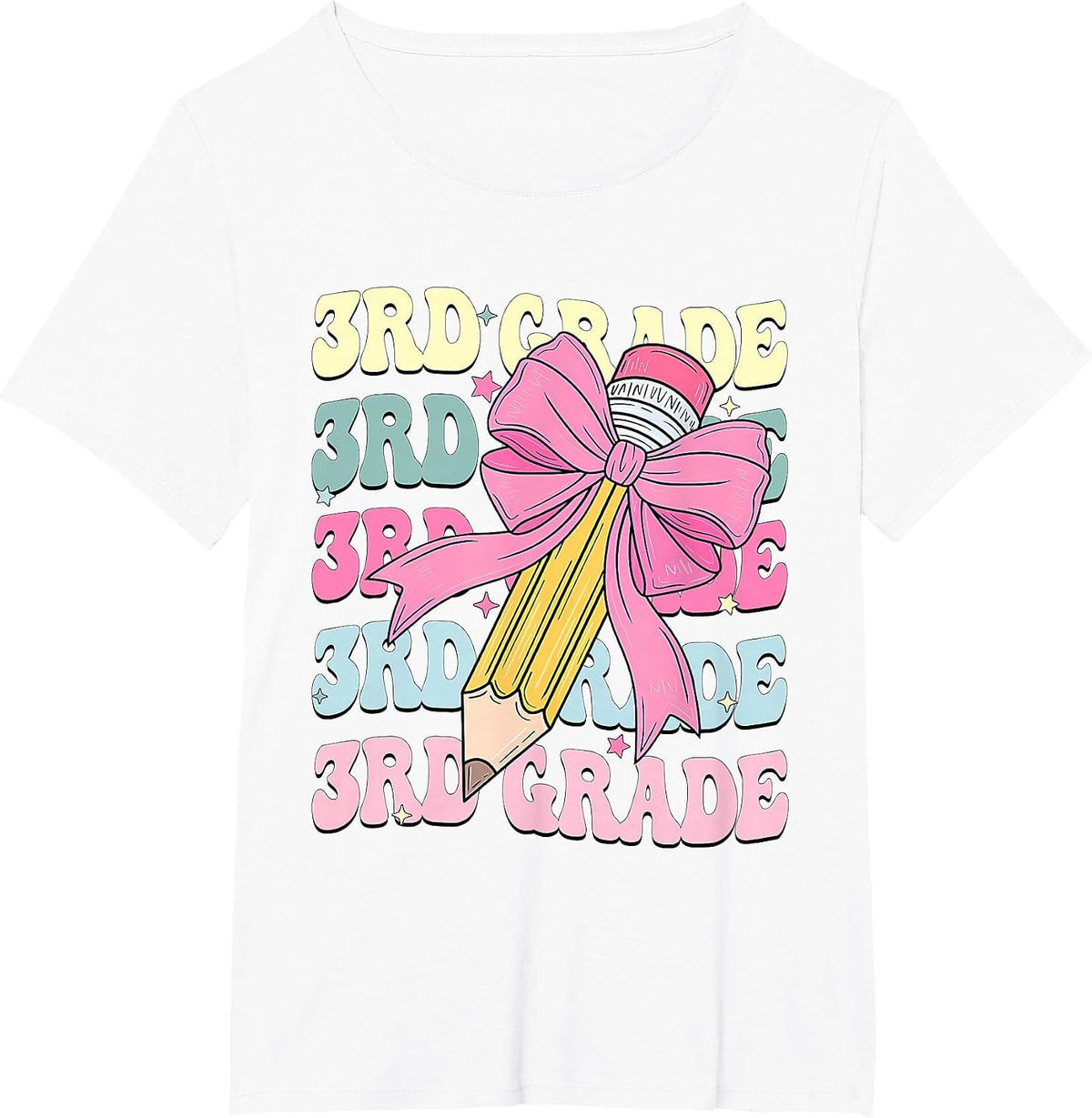 3rd Grade Girls Coquette Bow Back to School Third Grade T-Shirt - White