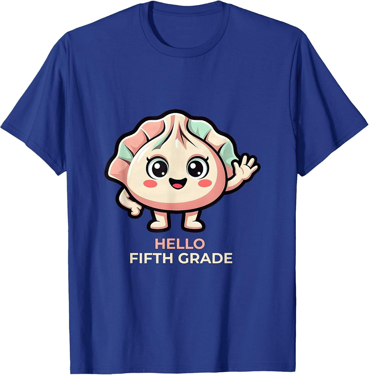Hello Fifth Grade Kawaii Dumpling Cute Back to School Girl T-Shirt - Royal Blue