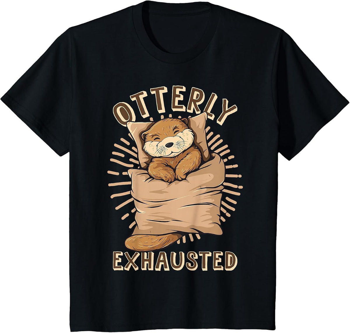 Otterly Exhausted Otter Lover Mammal Animal T-Shirt - Black