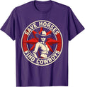 Men's Save Horses Find Cowboys Western Humor Design T-Shirt - Purple