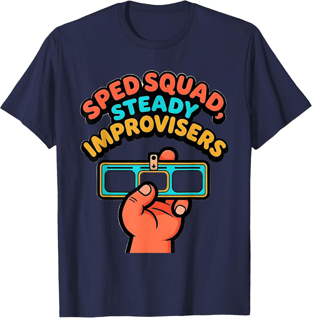 SPED Squad Steady Improvisers Cartoon Special Education T-Shirt - Navy Blue