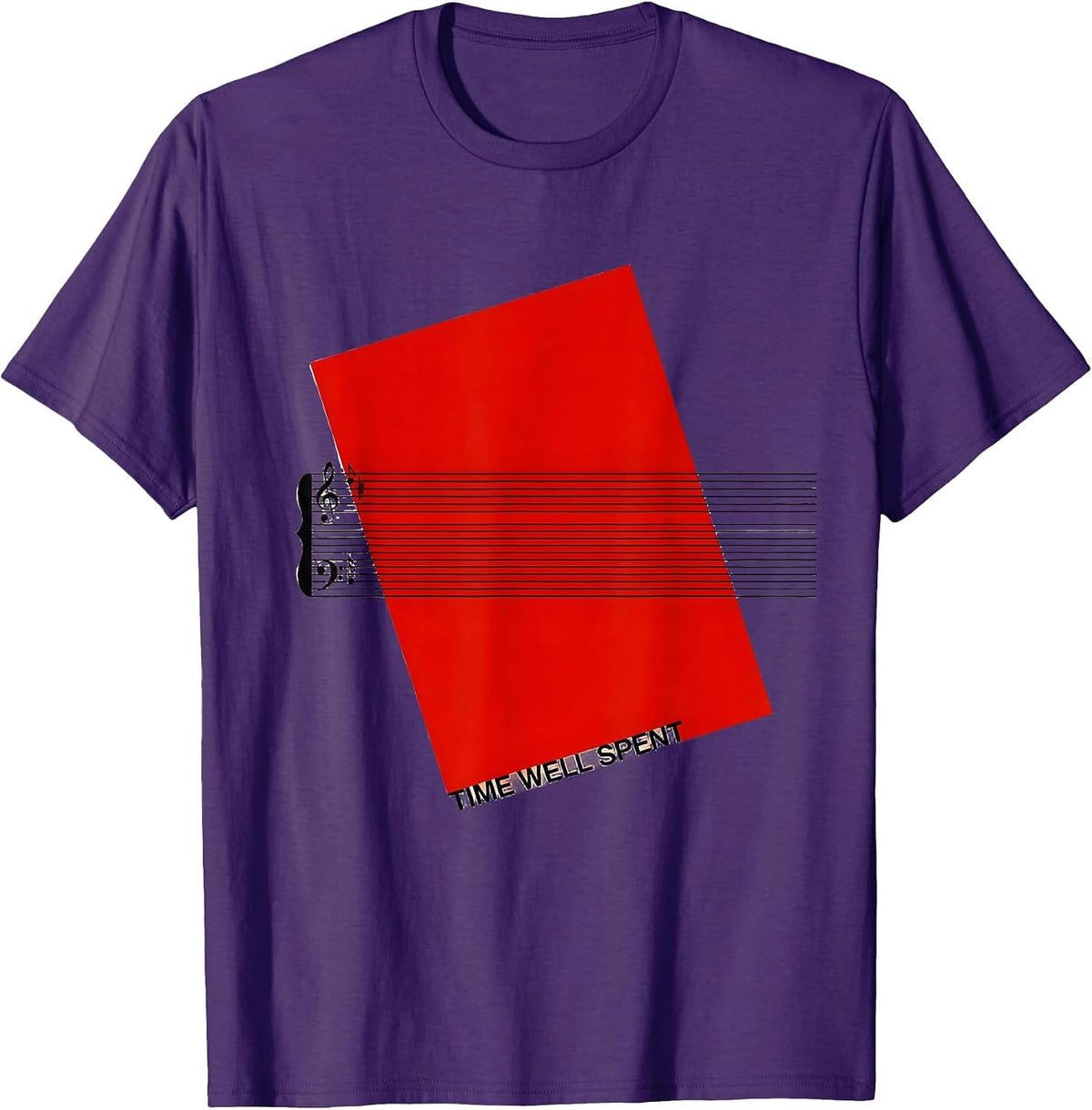 Men's Time Well Spent Minimalist Music Lover Gift Funny Musician T-Shirt - Purple