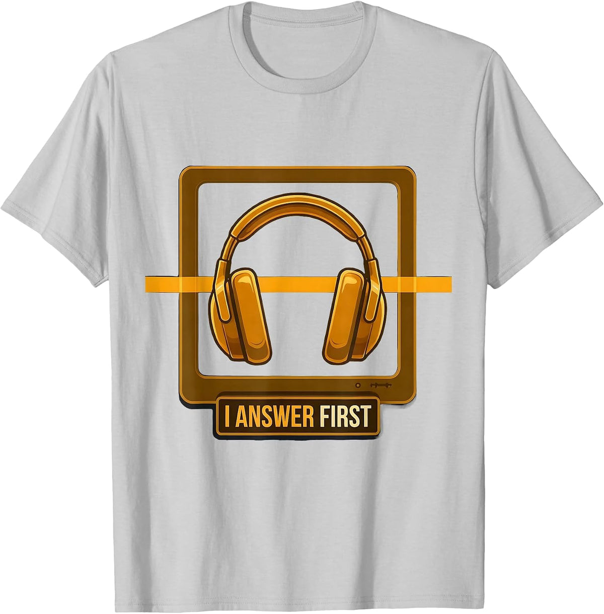 Men's I Answer First Thin Yellow Line 911 Dispatcher Emergency T-Shirt - Silver Grey