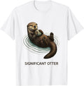 Sea Otter Floating Calm Nature Art T-Shirt, Men, White, Medium - As Pictured