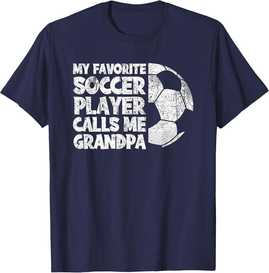 Funny My Favorite Soccer Player Calls Me Grandpa T-Shirt - Navy Blue