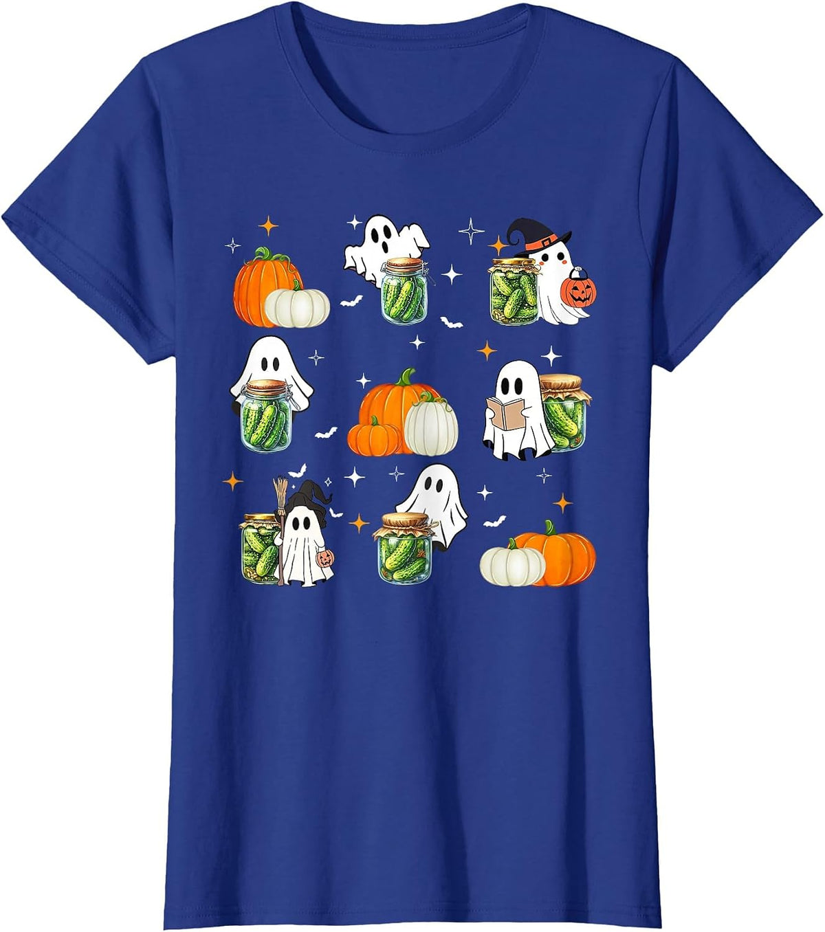 Cute Ghost Pickles Jar Canning Season Gardener Halloween T-Shirt - Royal Blue