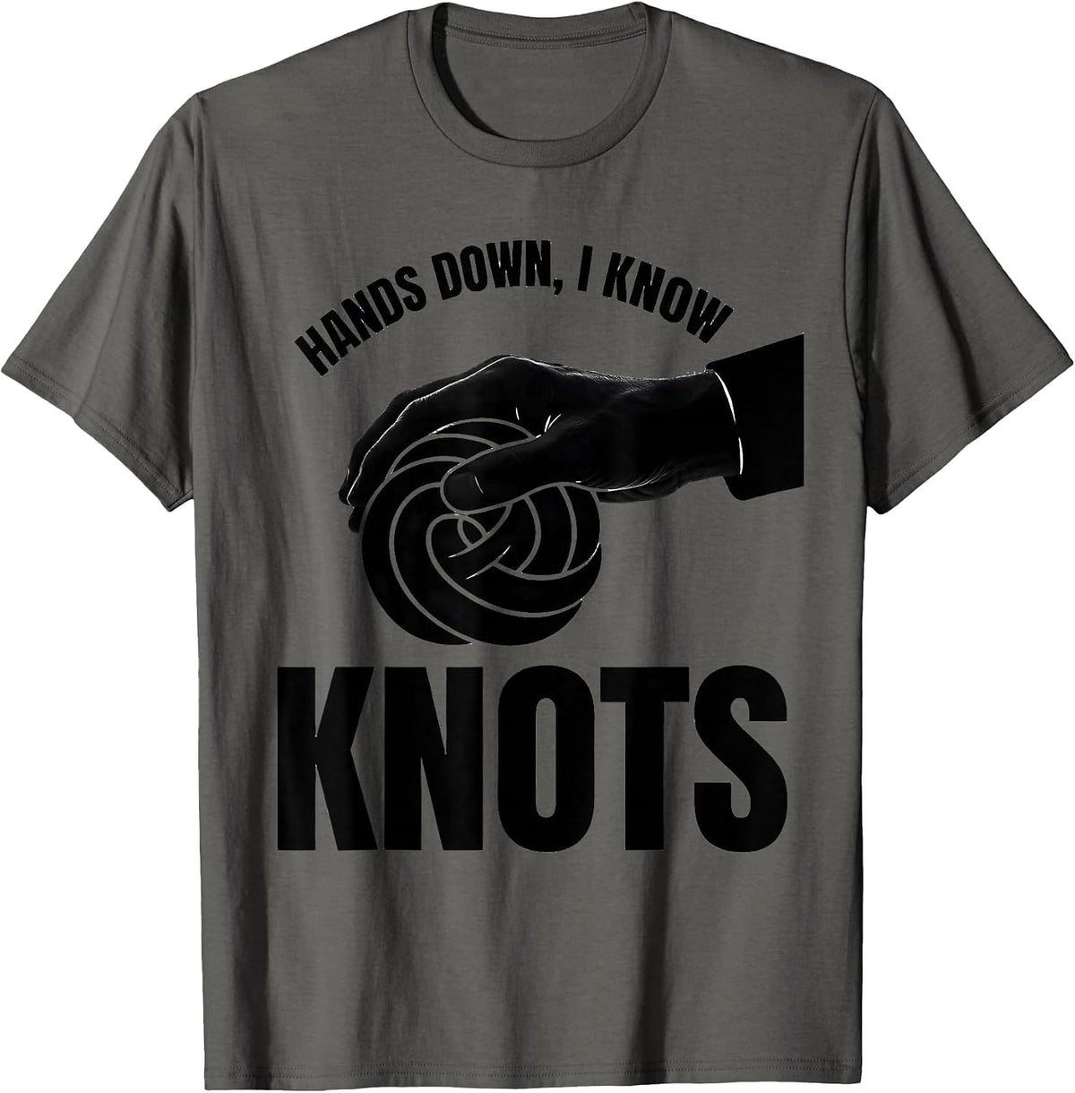 Men's Hands Down I Know Knots Funny Massage Therapist LMT Humor T-Shirt - Asphalt Grey