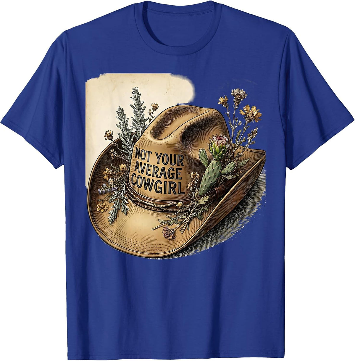 Not Your Average Cowgirl Western Graphic Design T-Shirt - Royal Blue