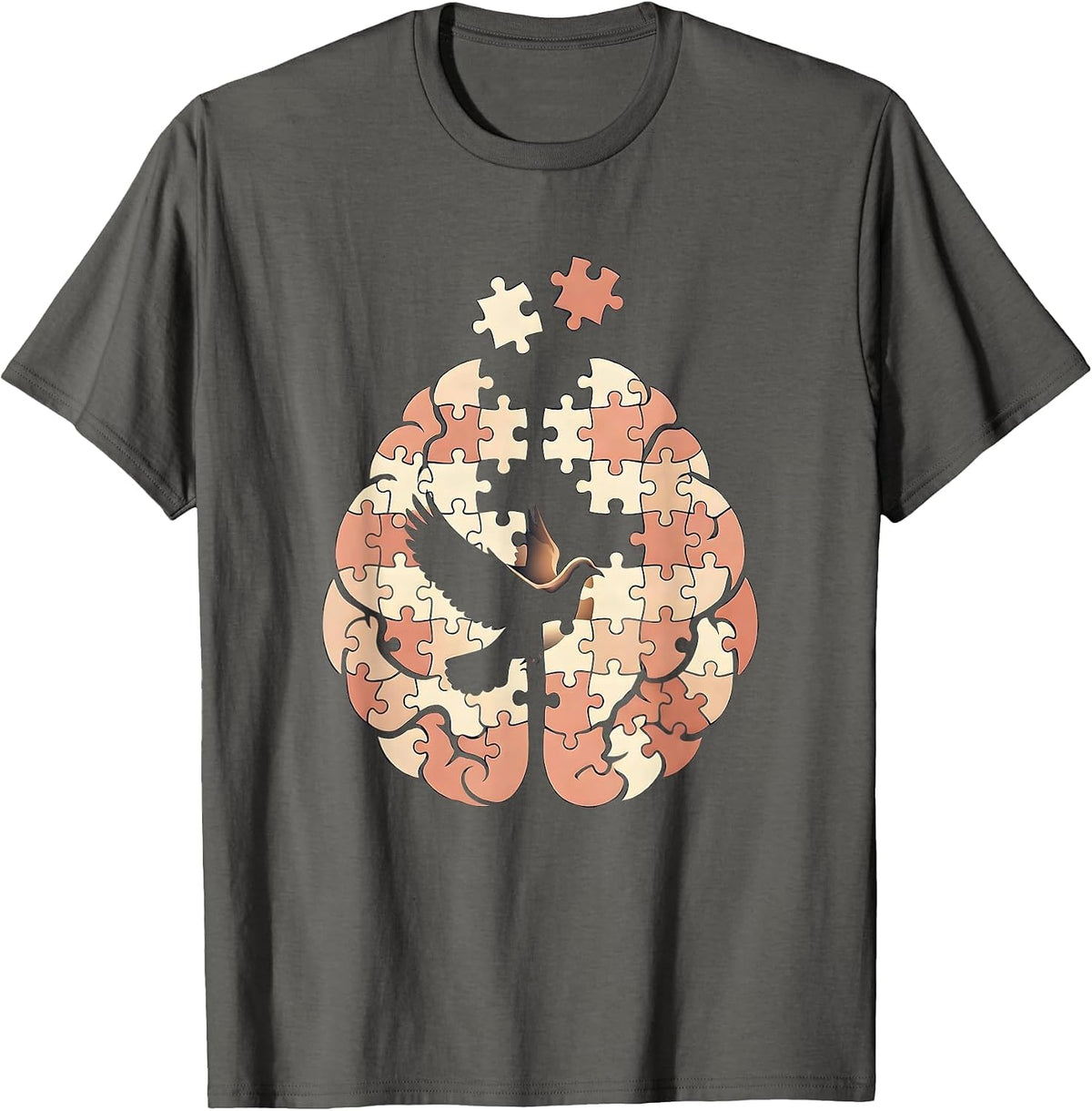 Men's Sped Teacher Brain Puzzle Piece Graphic T-Shirt - Asphalt Grey