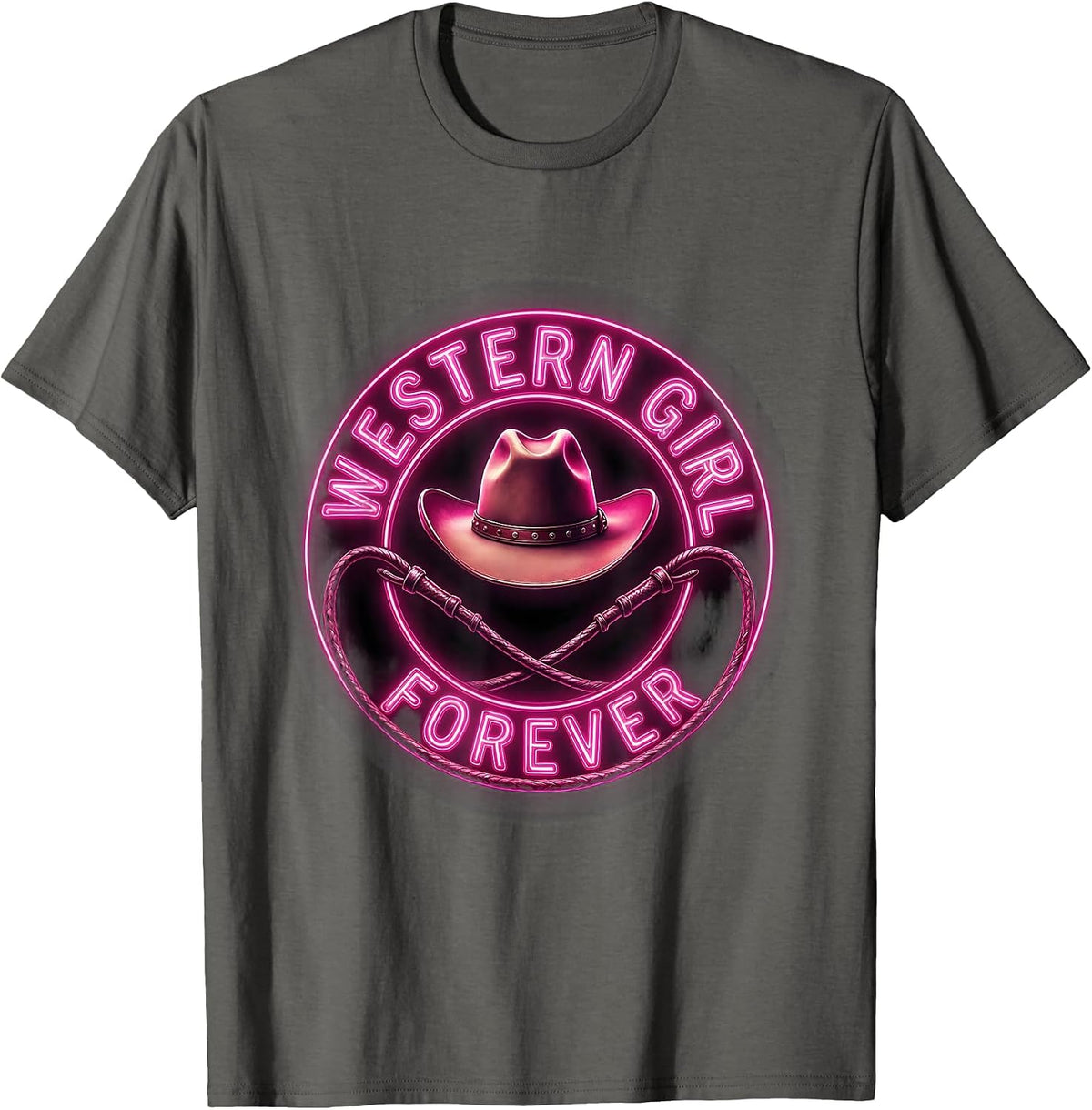 Western Girl Forever Women's Country Design T-Shirt - Asphalt Grey