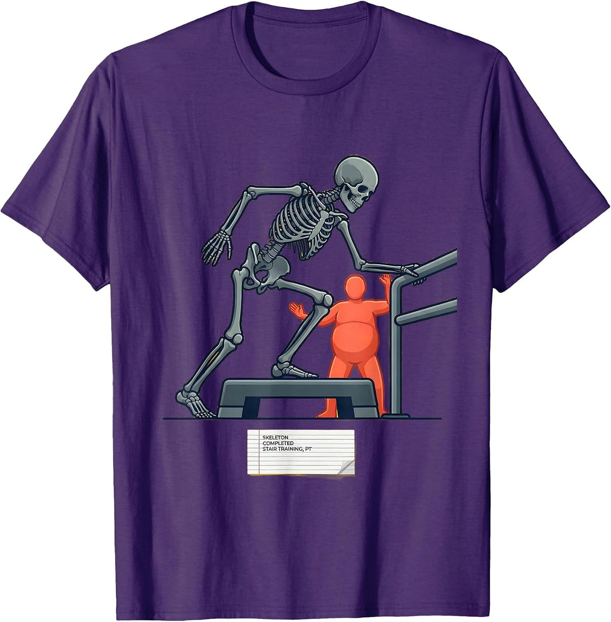 Skeleton Completed Stair Training, PT Physical Therapy T-Shirt - Purple