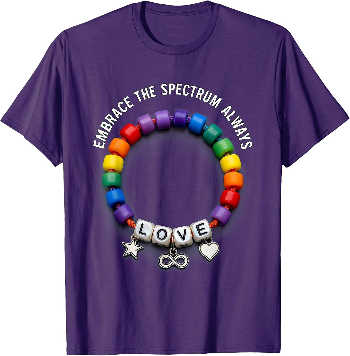 Embrace the Spectrum Always Autism Awareness Design T-Shirt - Purple