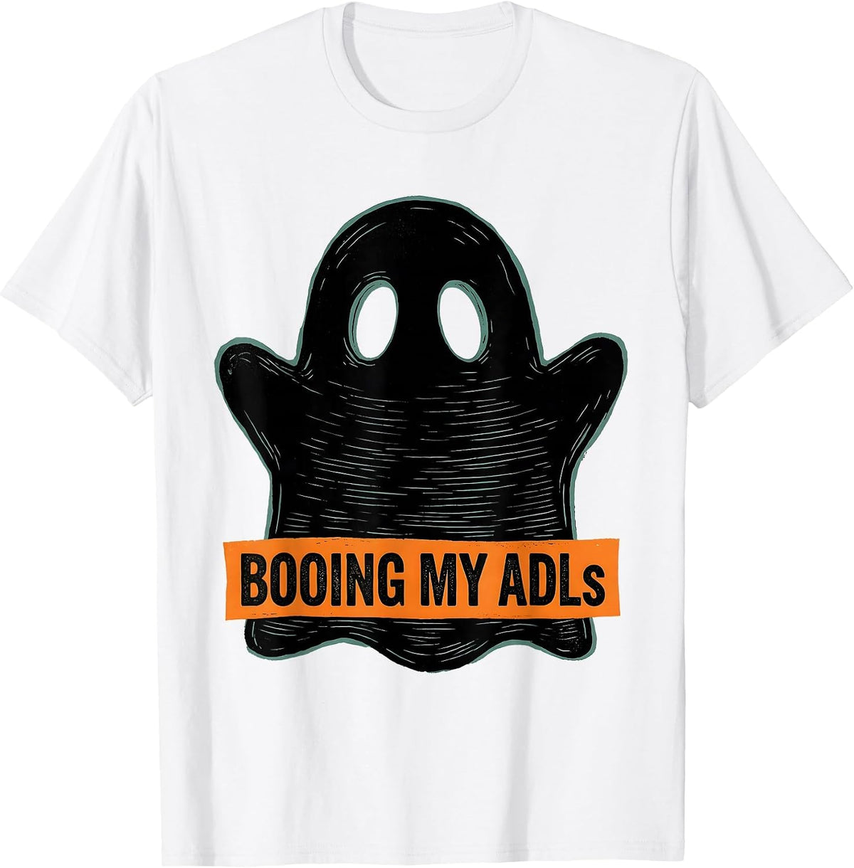 Men's Booing My ADLs Funny Occupational Therapy Halloween Work T-Shirt - White
