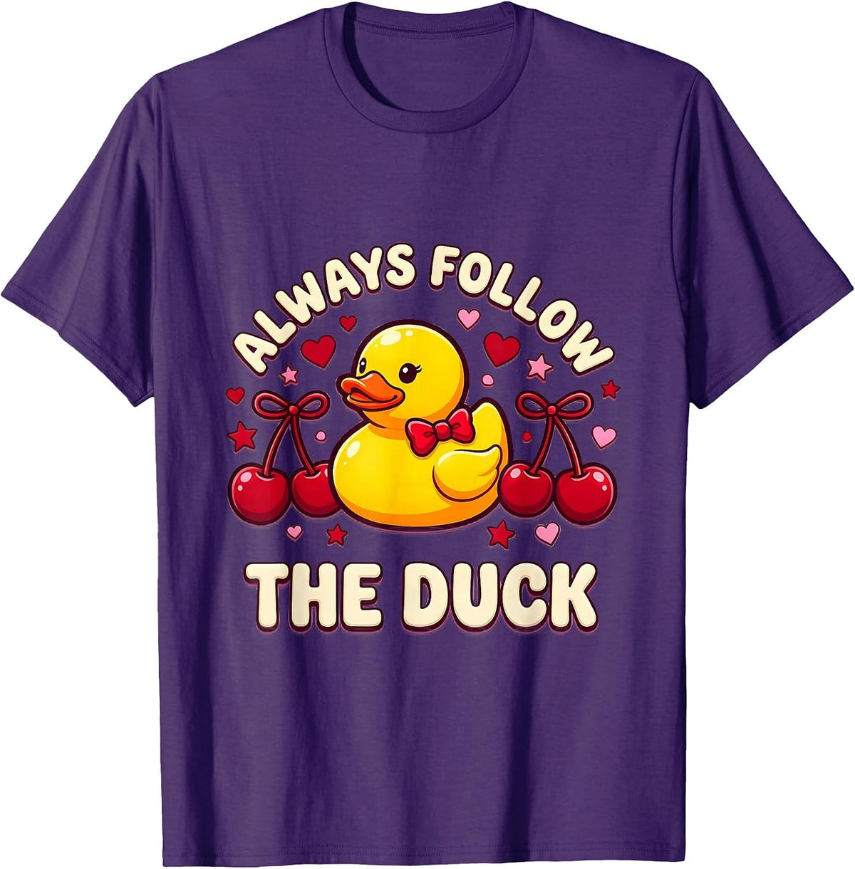 Always Follow The Duck Funny Duck Design T-Shirt - Purple