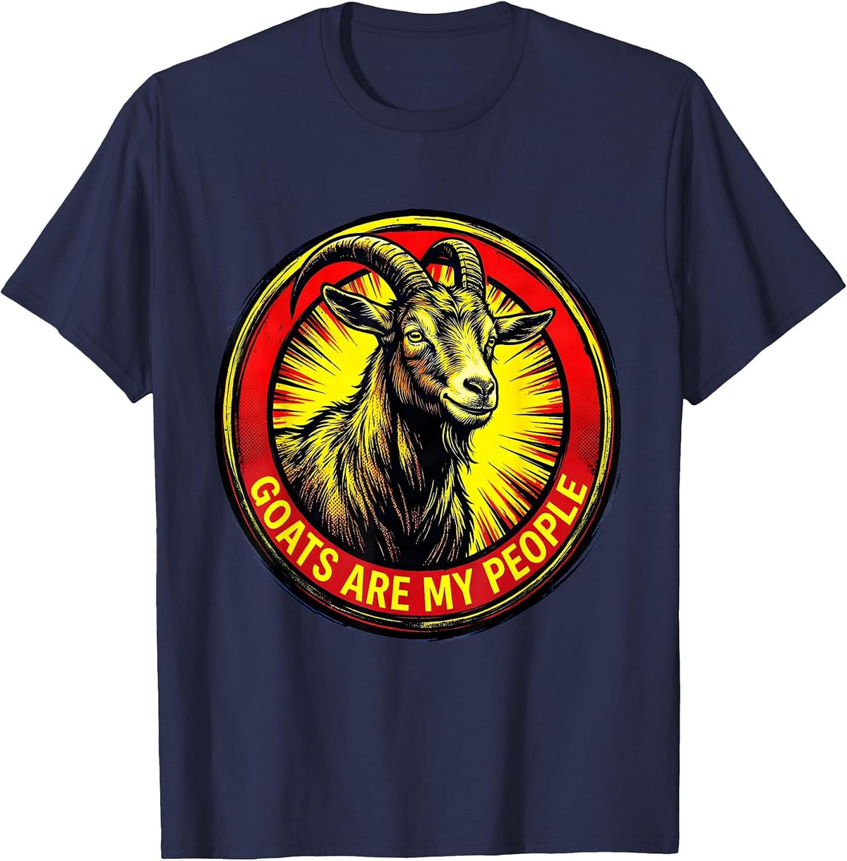 Goats Are My People Funny Goat Lover Design T-Shirt - Navy Blue