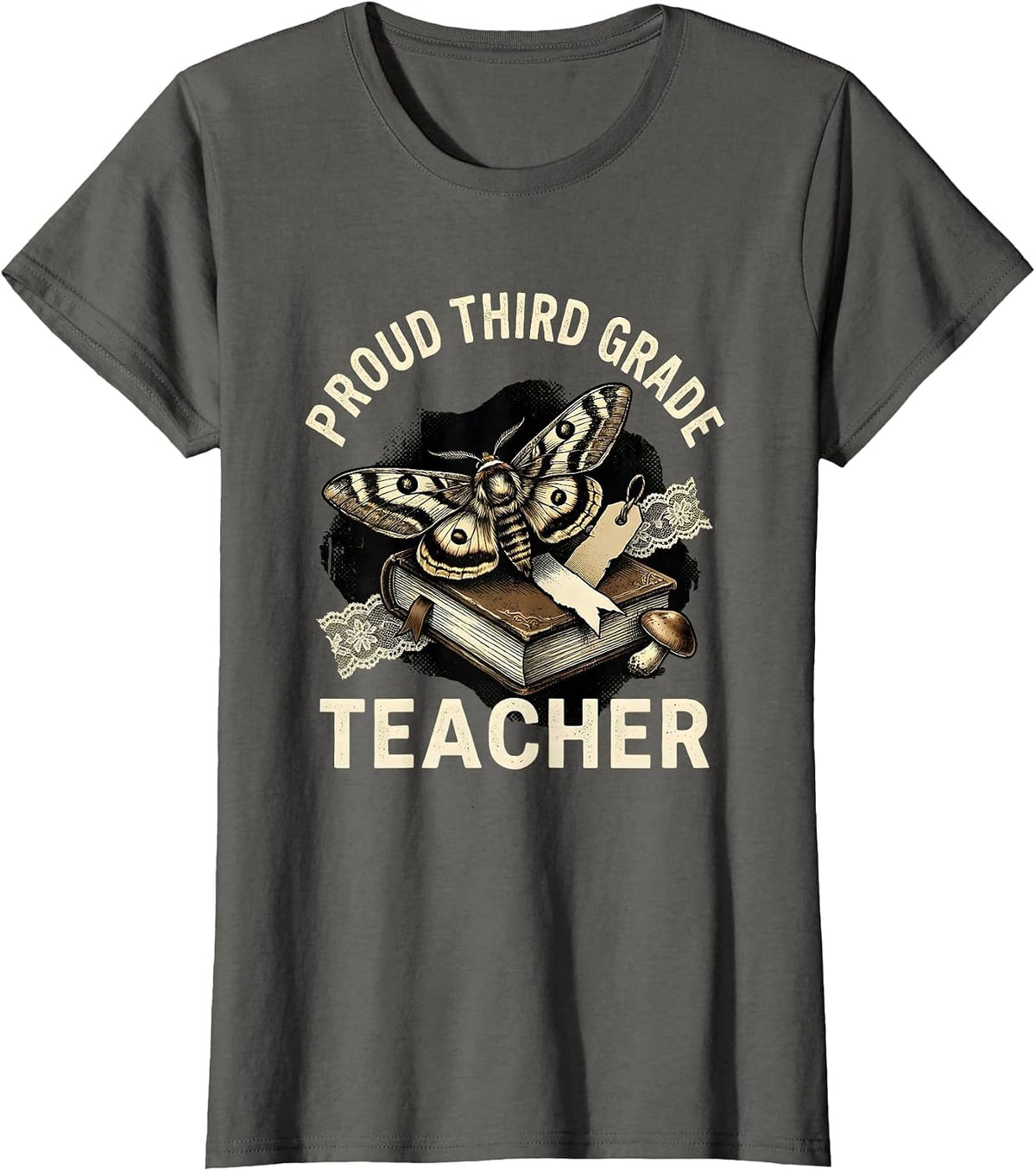Women's Proud Third Grade Teacher Appreciation Design T-Shirt - Asphalt Grey