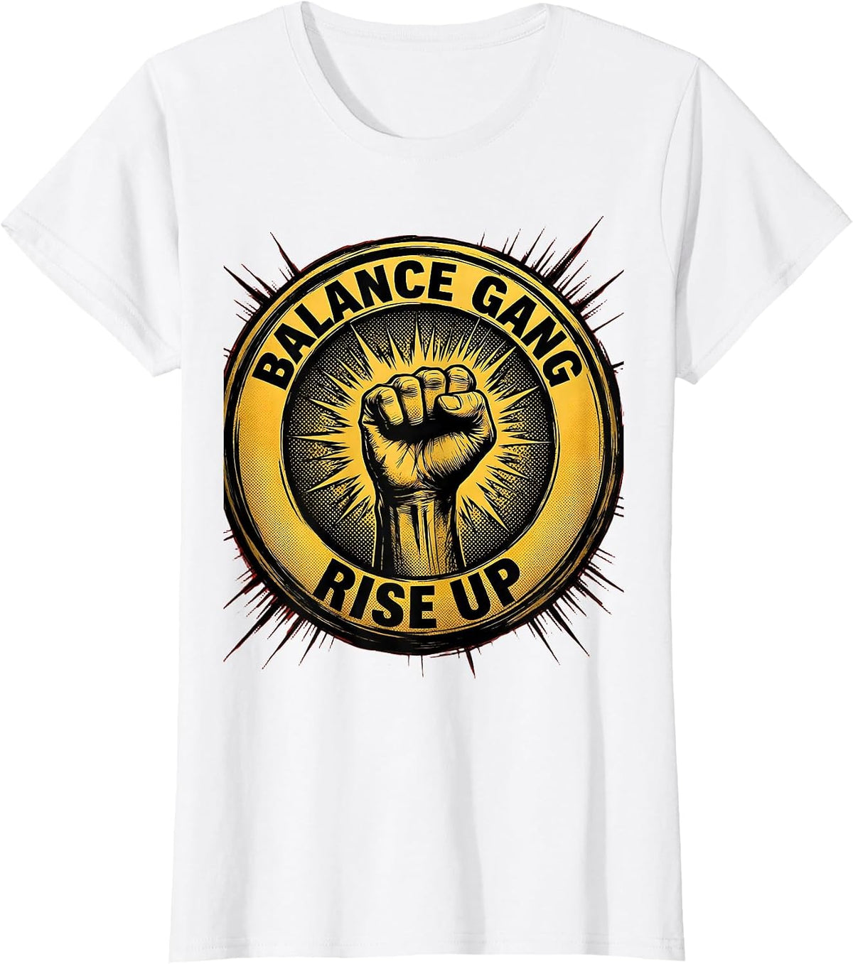 Balance Gang Rise Up Fall Prevention Design T-Shirt - White