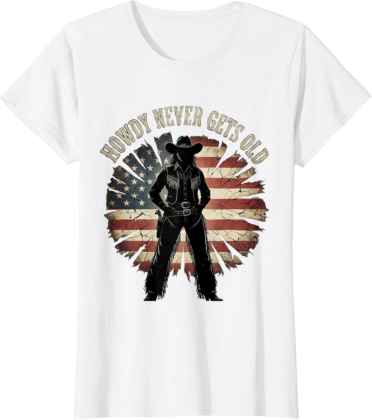 Women's Howdy Never Gets Old Western Graphic Design T-Shirt - White