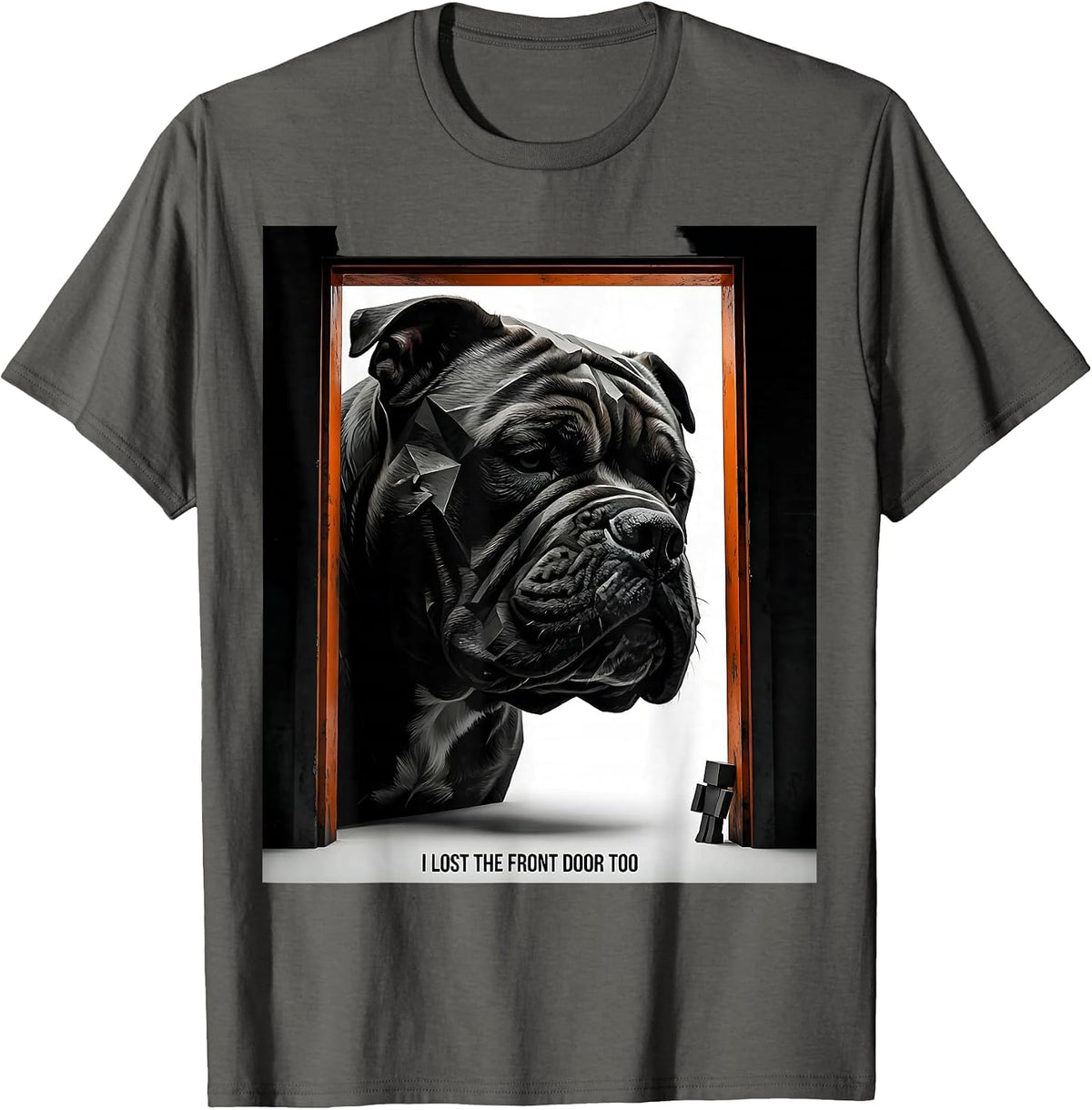 I Lost The Front Door Too Funny Pitbull Dog Mom Humor T-Shirt - Asphalt Grey