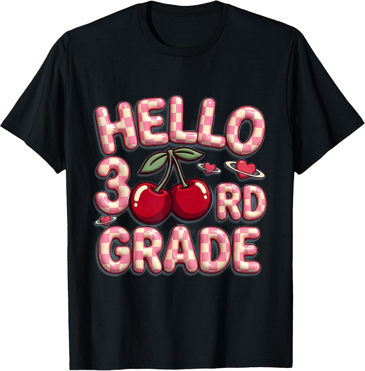 Men's Hello 3rd Grade Cute Leopard Teacher Back To School Girls T-Shirt - Black