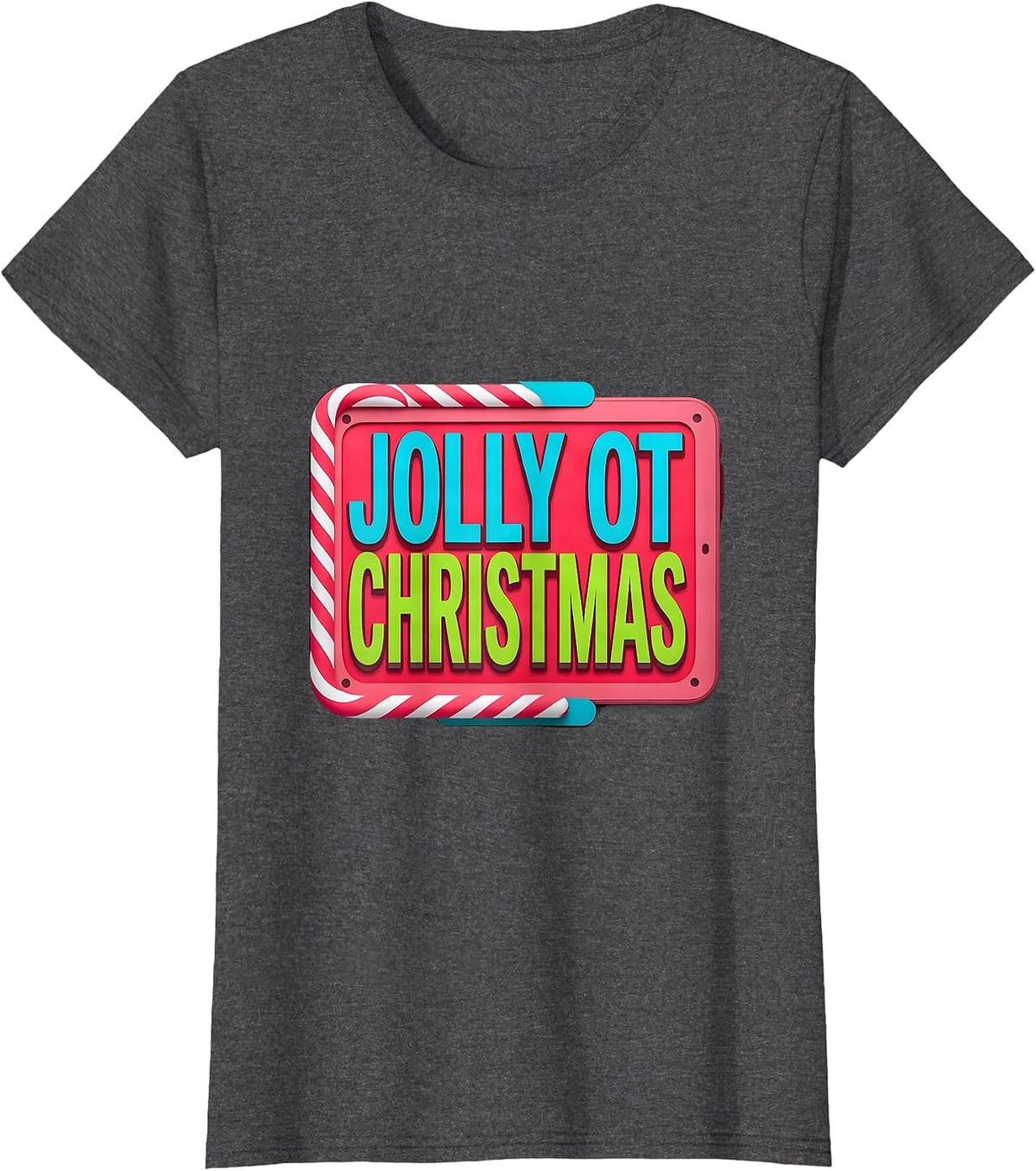 Women's Jolly OT Christmas Funny Occupational Therapy Workplace T-Shirt - Dark Heather Grey