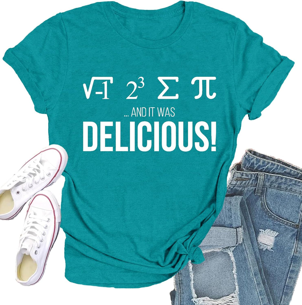Womens Teacher Shirts Math Teacher T-Shirt Teaching Tee Top - Cyan