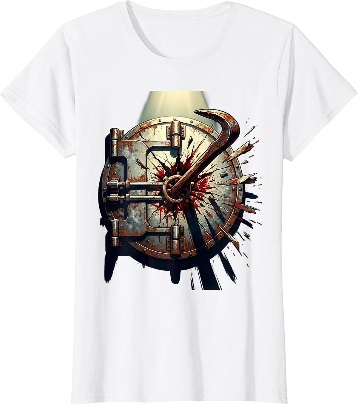 Women's Crowbar Vault Break-In Graphic Design T-Shirt - White