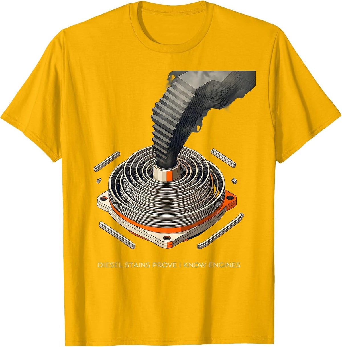 Men's Diesel Stains Prove I Know Engines Funny Diesel Mechanic T-Shirt - Golden Yellow