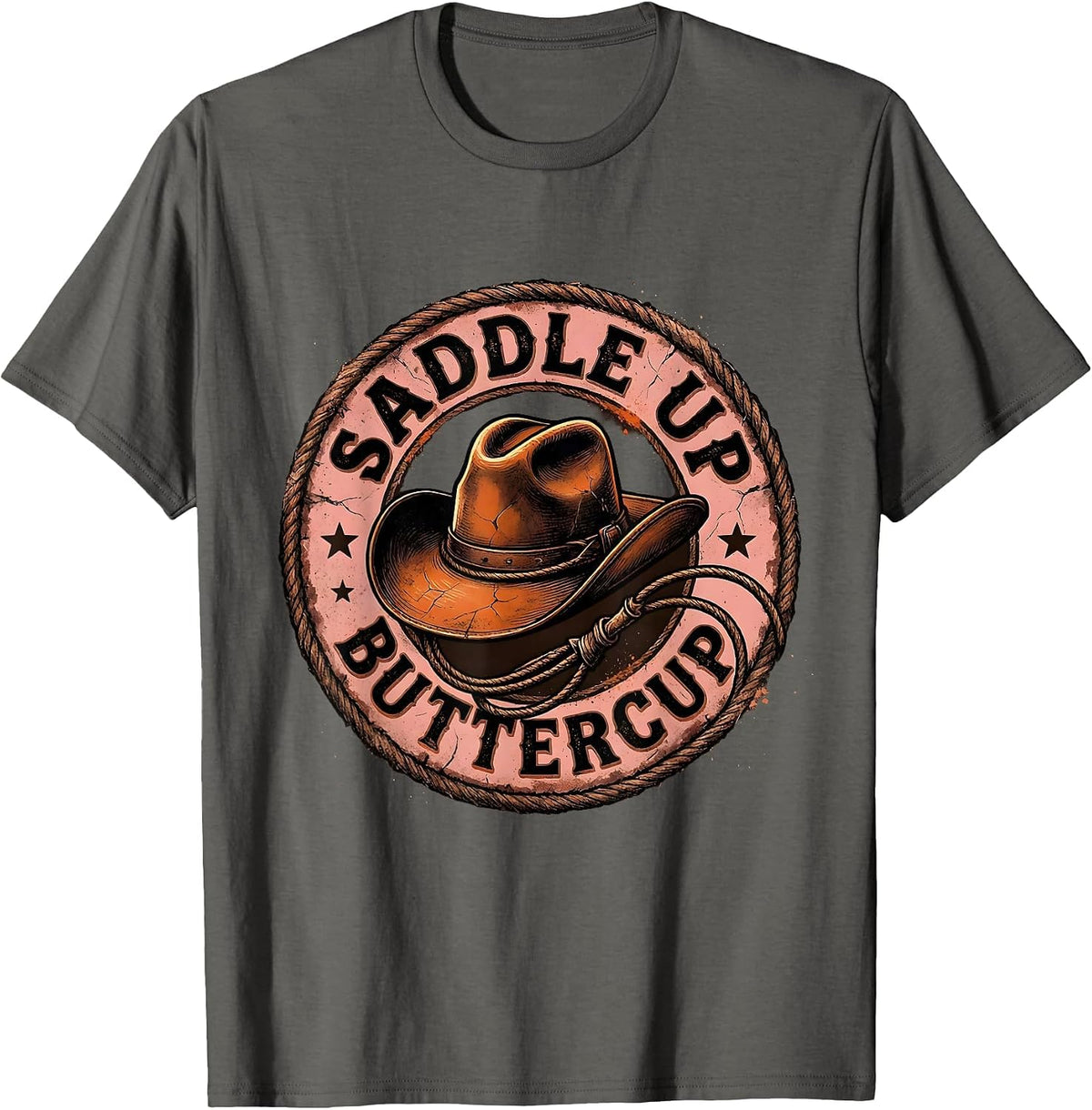 Men's Saddle Up Buttercup Cowgirl Graphic Design T-Shirt - Asphalt Grey