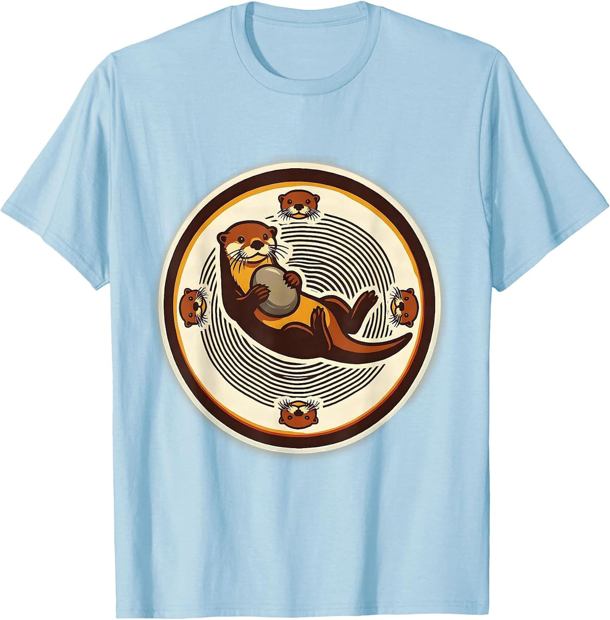 Men's Sealed Otter Stone Circle Badge Wood Type Letterpress T-Shirt - Baby Blue