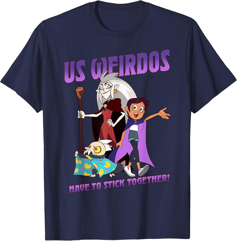 Disney The Owl House Us Weirdos Stick Together Group T-Shirt - Navy Blue