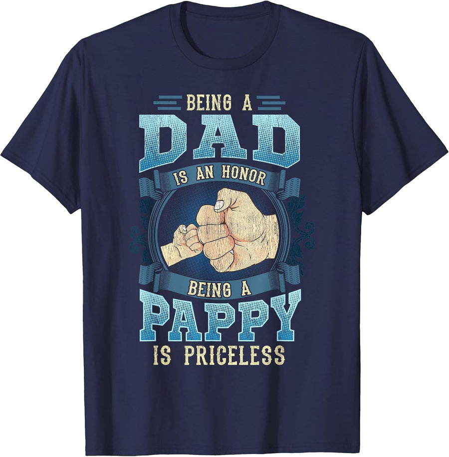 Being A Dad is an Honor Being A Pappy is Priceless T-Shirt - Navy Blue
