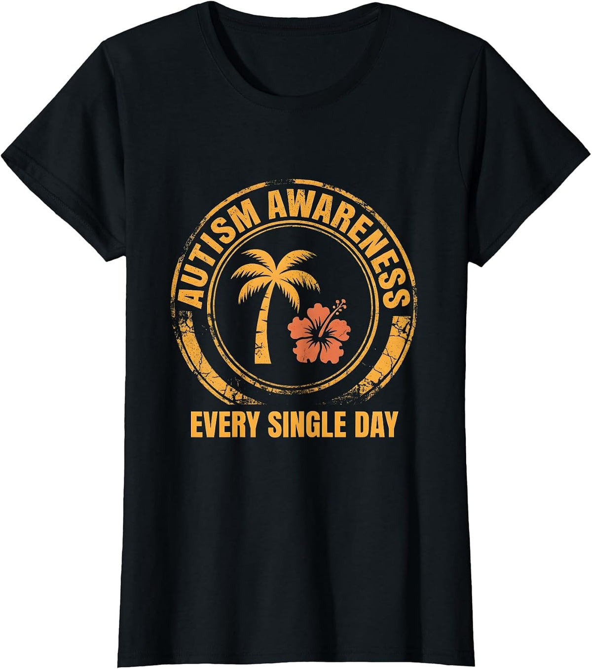 Autism Awareness Every Single Day Design T-Shirt - Black