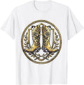 Men's Cowboy Boots Spurs and Roses Western Graphic T-Shirt - White