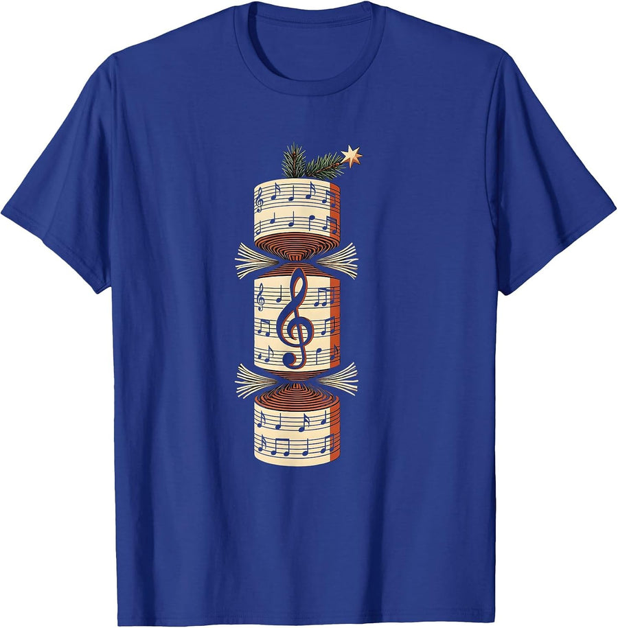 Christmas Cracker Treble Clef Music Teacher Festive T-Shirt - Royal Blue