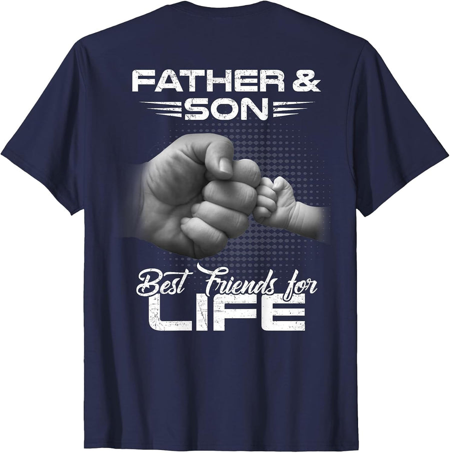 Father and Son Matching Shirts Best Friends for Life Tee T-Shirt for Dad Daddy and Son - Navy Blue