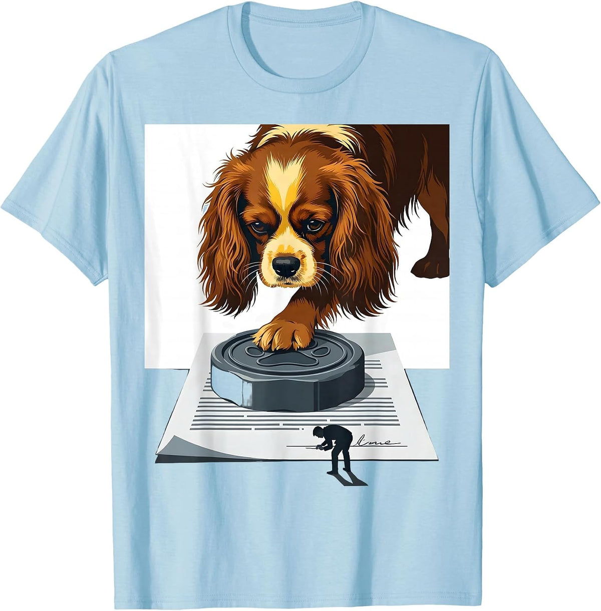 Men's Cavalier King Charles Spaniel Paw Stamp Dog Owner Humor T-Shirt - Baby Blue