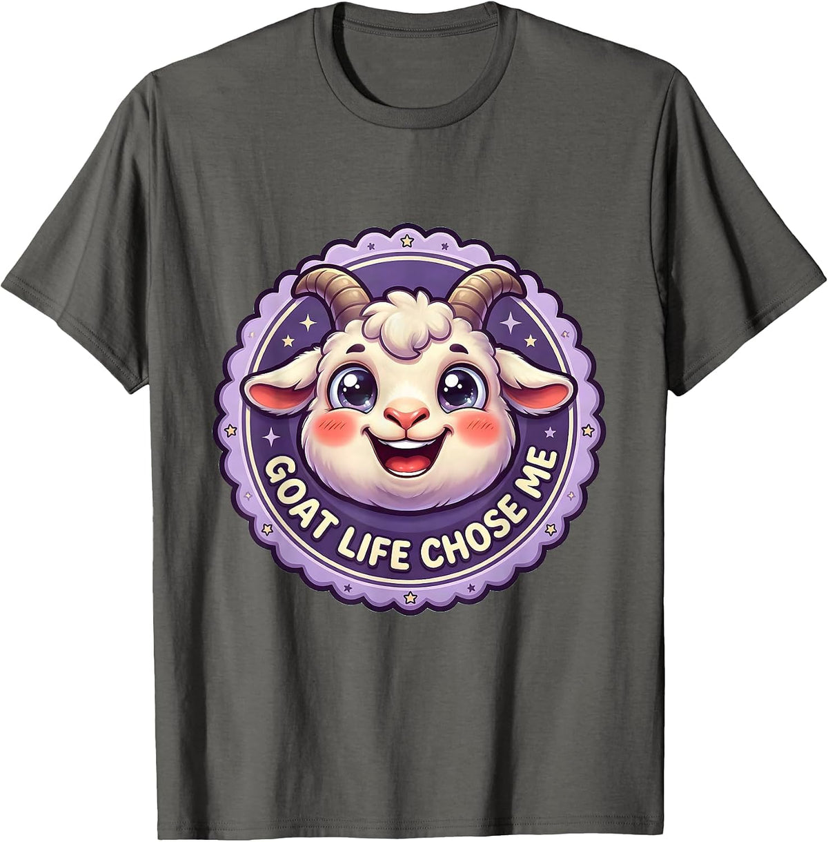 Goat Life Chose Me Funny Goat Lover Design T-Shirt - Asphalt Grey