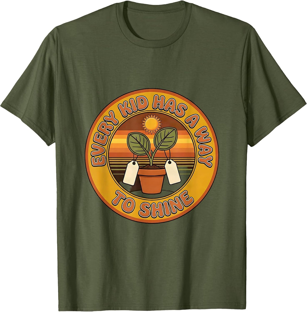 Men's Every Kid Has A Way To Shine Retro 70s Special Education T-Shirt - Olive Green