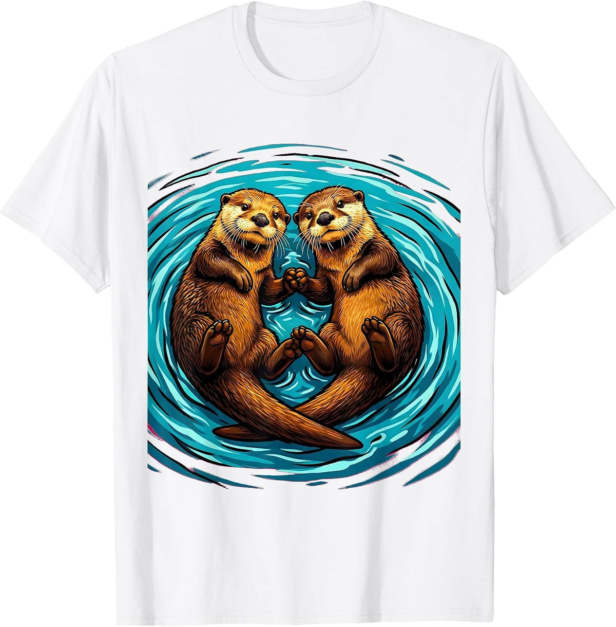 Otters Holding Hands Cute Girlfriend Love Gift T-Shirt - White