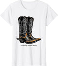Women's Legendary In These Boots Cowboy Design T-Shirt - White