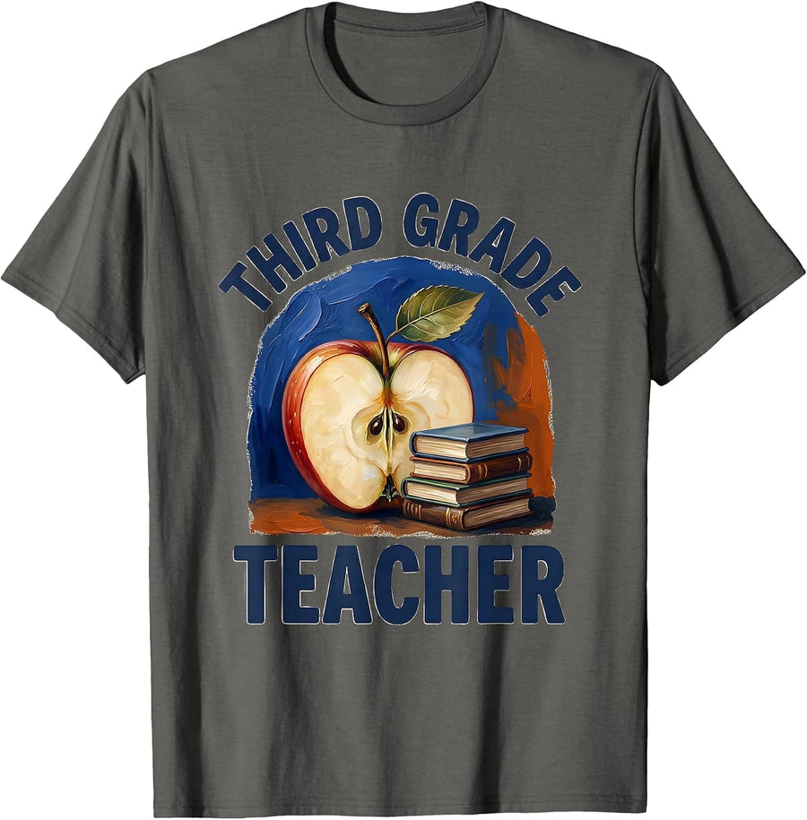 Third Grade Teacher Back to School Elementary School First T-Shirt - Asphalt Grey
