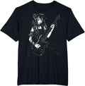 Anime Goth Girl Playing Manga Guitar Gothic Rock T-Shirt - Black