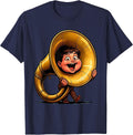Speech Therapy Child Giant Ear Trumpet Illustration T-Shirt - Navy Blue