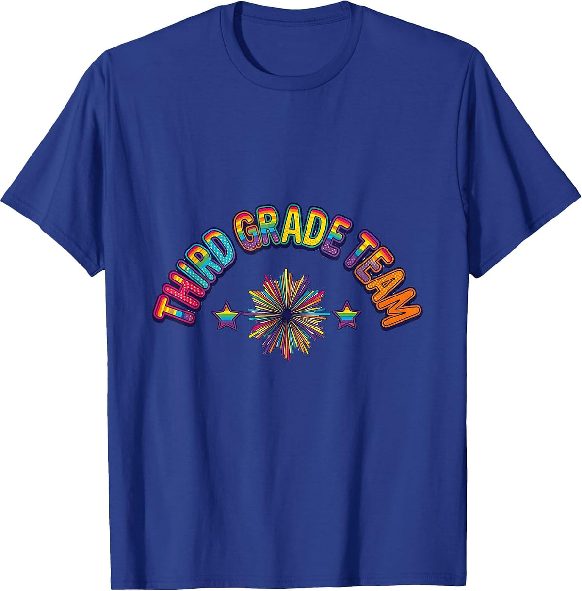 Men's Third Grade Team Colorful Back To School Teacher Student T-Shirt - Royal Blue