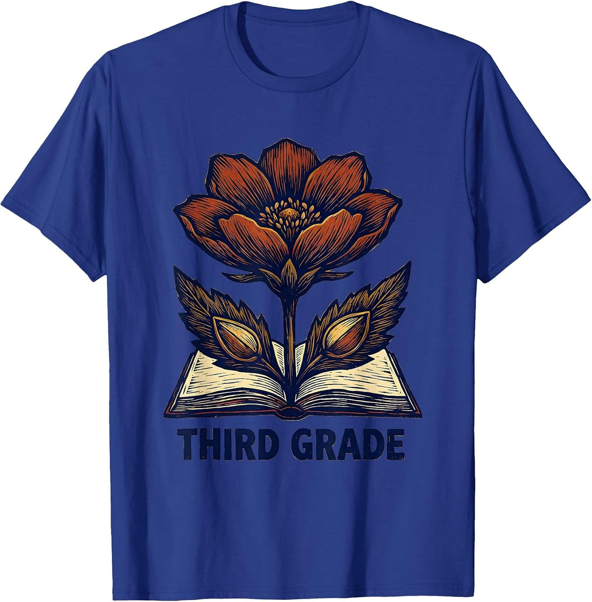 Third Grade Wildflower Floral Back To School Teacher Gift T-Shirt - Royal Blue