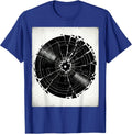 Broken Vinyl Record Grunge Illustration T-Shirt - Royal Blue