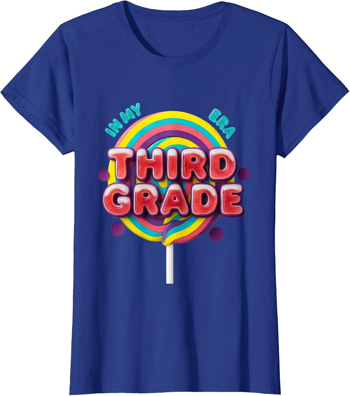 Women's In My Third Grade Era Retro Gummy Girl Teacher Back T-Shirt - Royal Blue